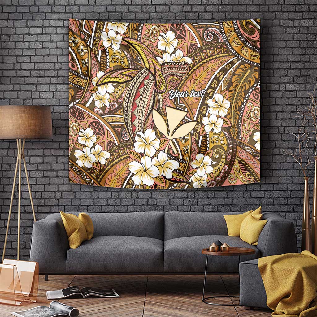 Personalised Hawaii Tribal Humpback Whale Tapestry Melemele Hibiscus Seamless Pattern