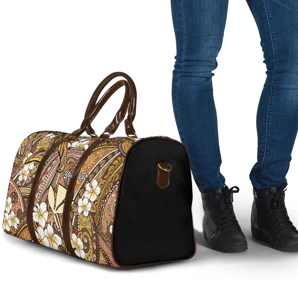 Personalised Hawaii Tribal Humpback Whale Travel Bag Melemele Hibiscus Seamless Pattern