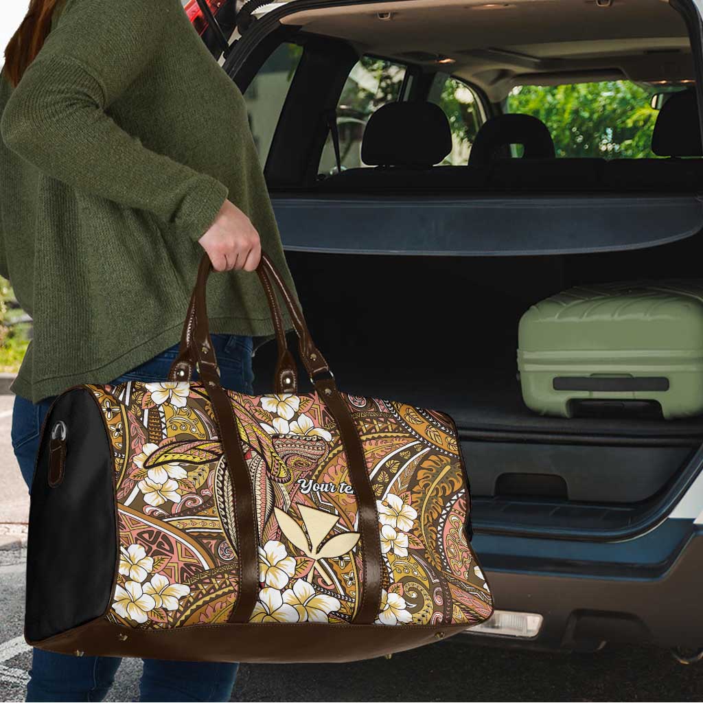 Personalised Hawaii Tribal Humpback Whale Travel Bag Melemele Hibiscus Seamless Pattern