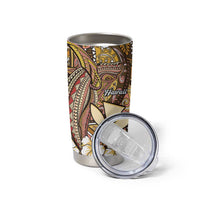 Personalised Hawaii Tribal Humpback Whale Tumbler Cup Melemele Hibiscus Seamless Pattern