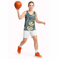 Personalised Hawaii Tribal Humpback Whale Basketball Jersey Omaomao Hibiscus Seamless Pattern