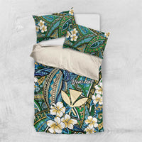 Personalised Hawaii Tribal Humpback Whale Bedding Set Omaomao Hibiscus Seamless Pattern