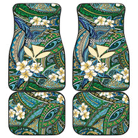 Personalised Hawaii Tribal Humpback Whale Car Mats Omaomao Hibiscus Seamless Pattern