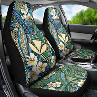 Personalised Hawaii Tribal Humpback Whale Car Seat Cover Omaomao Hibiscus Seamless Pattern