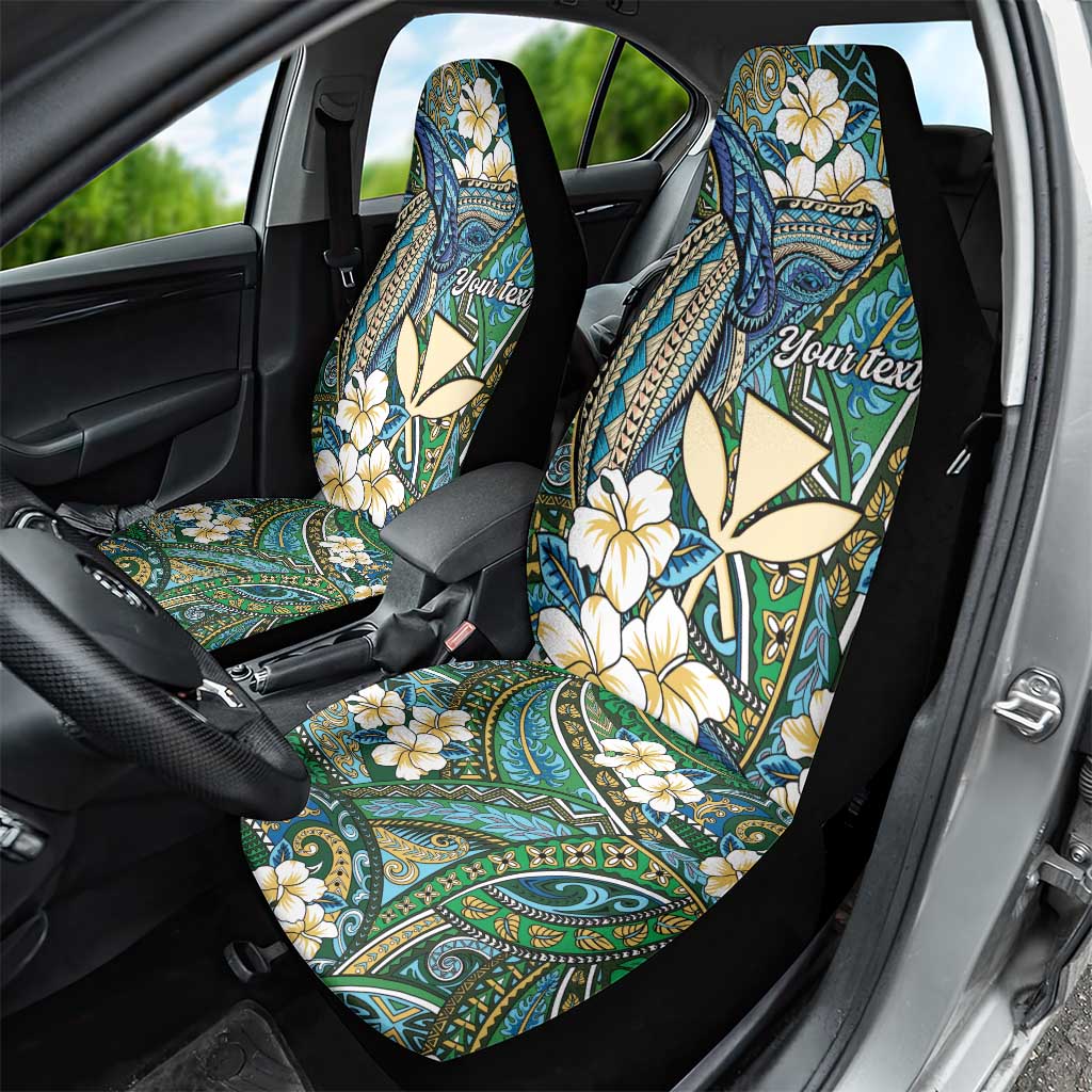 Personalised Hawaii Tribal Humpback Whale Car Seat Cover Omaomao Hibiscus Seamless Pattern
