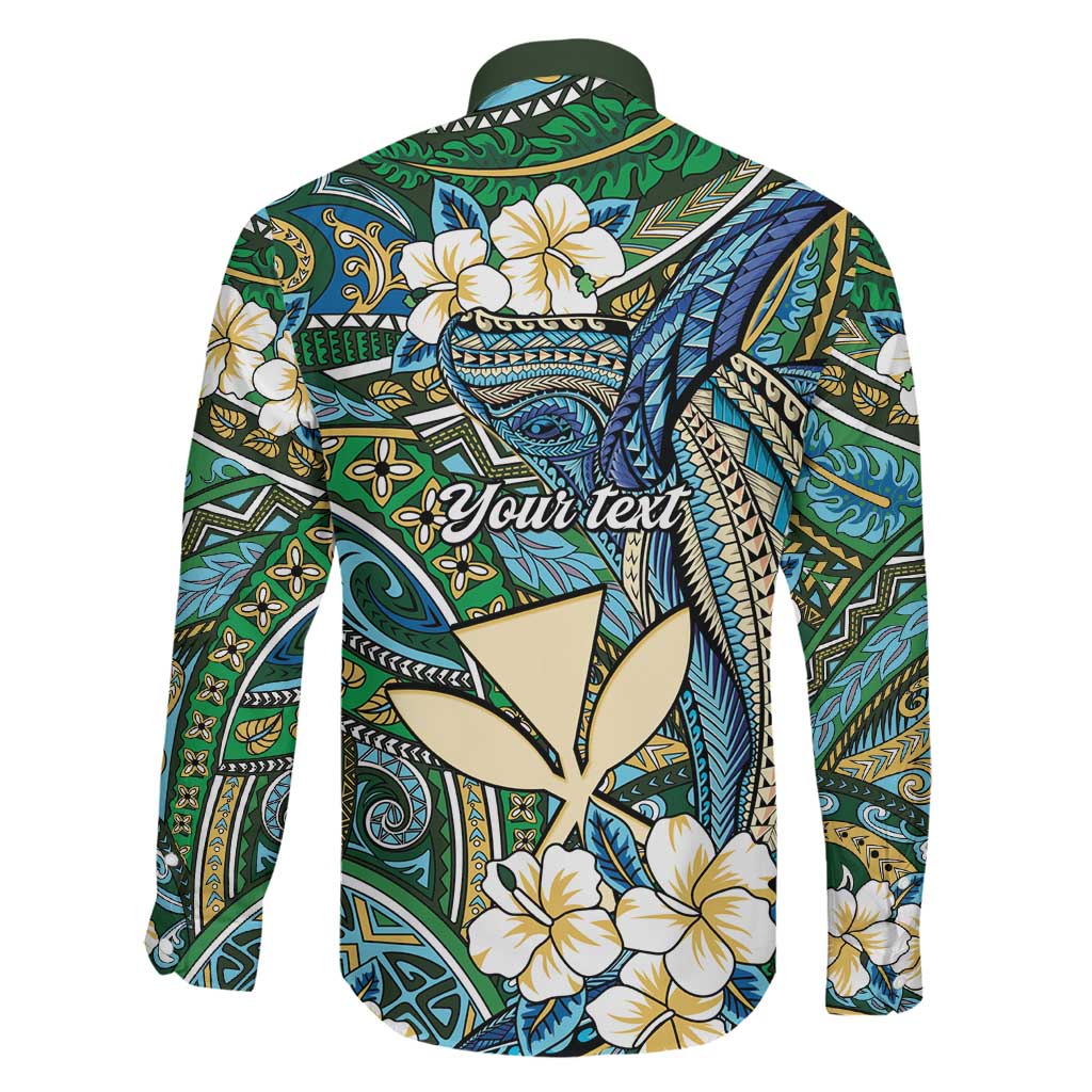 Personalised Hawaii Tribal Humpback Whale Family Matching Off The Shoulder Long Sleeve Dress and Hawaiian Shirt Omaomao Hibiscus Seamless Pattern LT9 - Polynesian Pride