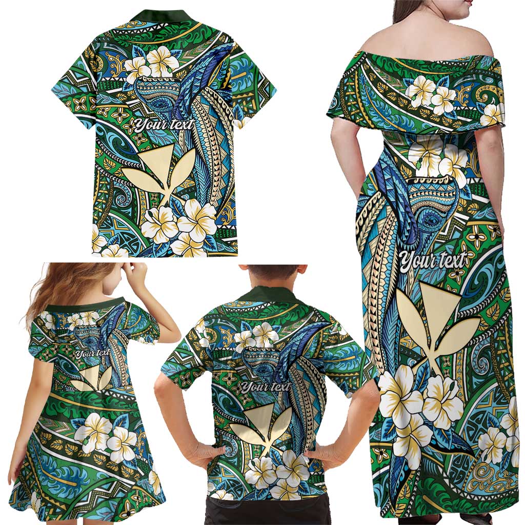 Personalised Hawaii Tribal Humpback Whale Family Matching Off Shoulder Maxi Dress and Hawaiian Shirt Omaomao Hibiscus Seamless Pattern LT9 - Polynesian Pride
