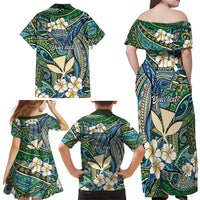 Personalised Hawaii Tribal Humpback Whale Family Matching Off Shoulder Maxi Dress and Hawaiian Shirt Omaomao Hibiscus Seamless Pattern LT9 - Polynesian Pride