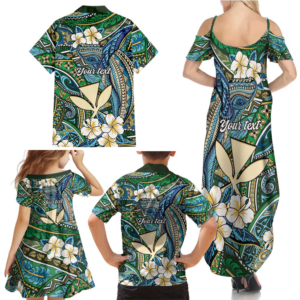Personalised Hawaii Tribal Humpback Whale Family Matching Summer Maxi Dress and Hawaiian Shirt Omaomao Hibiscus Seamless Pattern LT9 - Polynesian Pride