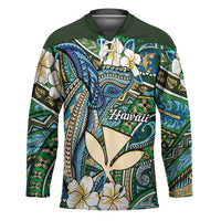 Personalised Hawaii Tribal Humpback Whale Hockey Jersey Omaomao Hibiscus Seamless Pattern