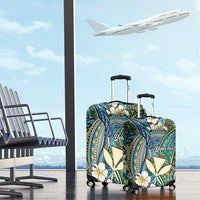 Personalised Hawaii Tribal Humpback Whale Luggage Cover Omaomao Hibiscus Seamless Pattern