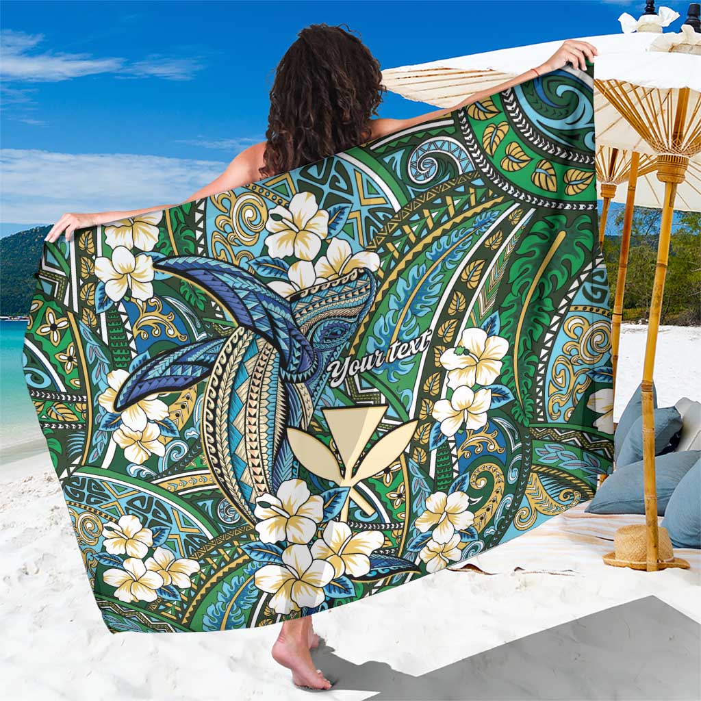 Personalised Hawaii Tribal Humpback Whale Sarong Omaomao Hibiscus Seamless Pattern