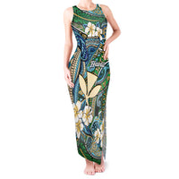 Personalised Hawaii Tribal Humpback Whale Tank Maxi Dress Omaomao Hibiscus Seamless Pattern