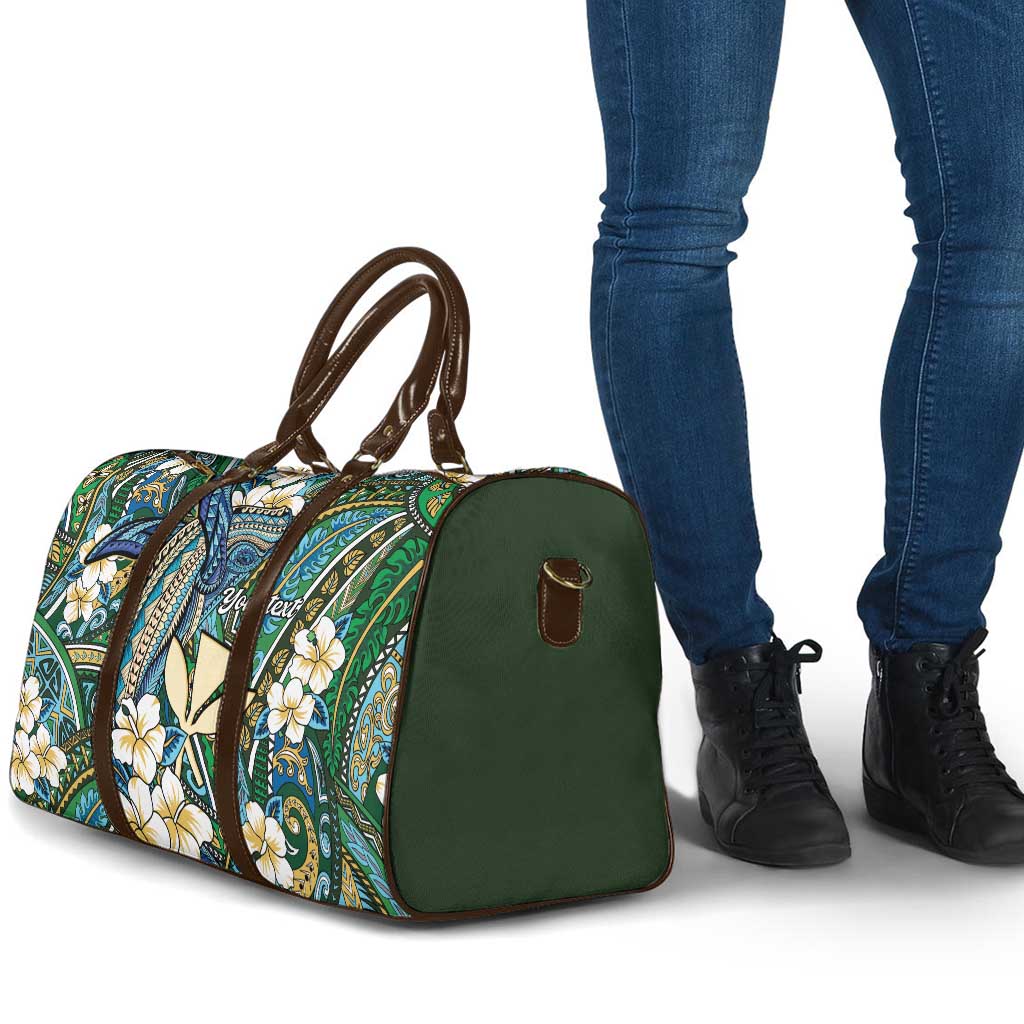 Personalised Hawaii Tribal Humpback Whale Travel Bag Omaomao Hibiscus Seamless Pattern