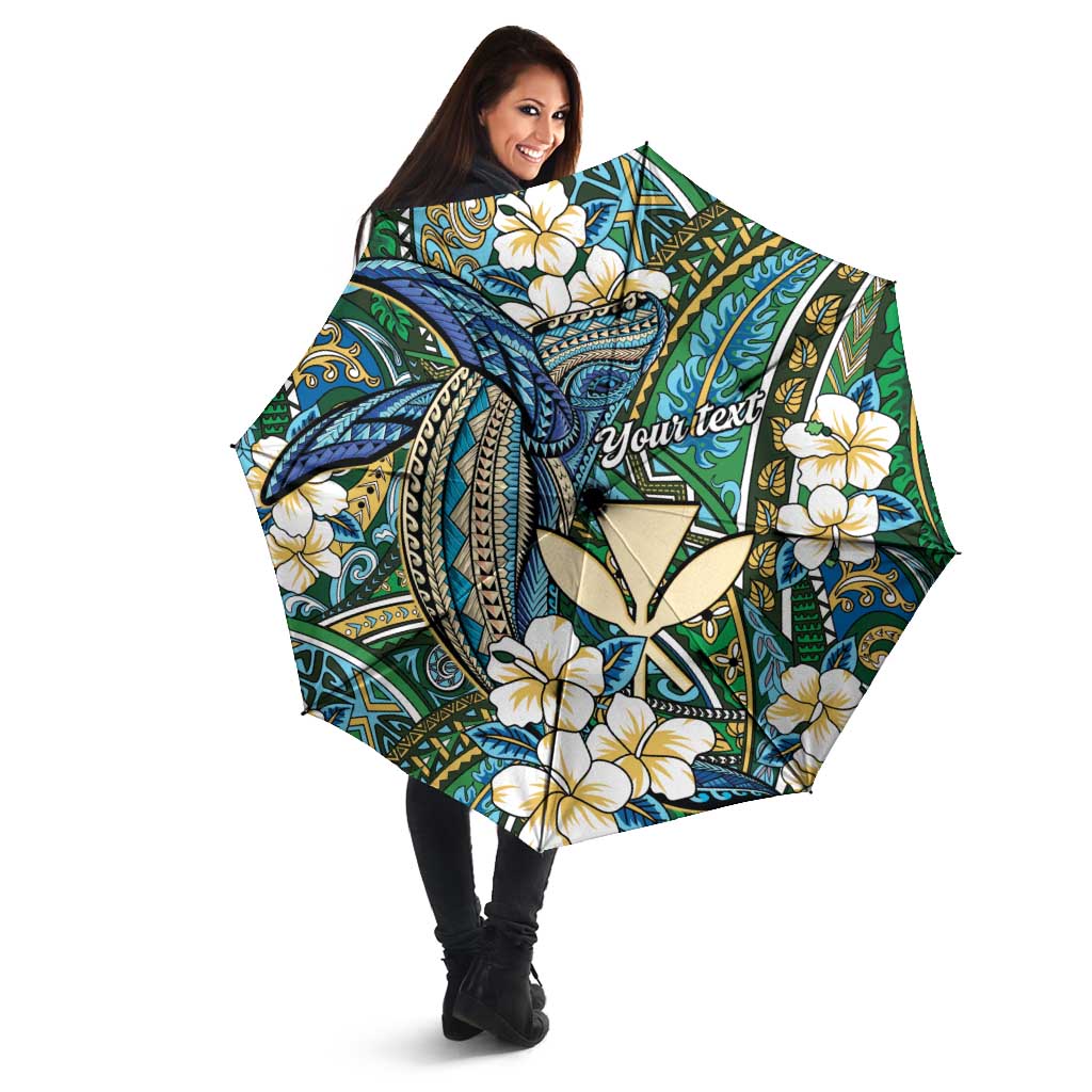 Personalised Hawaii Tribal Humpback Whale Umbrella Omaomao Hibiscus Seamless Pattern