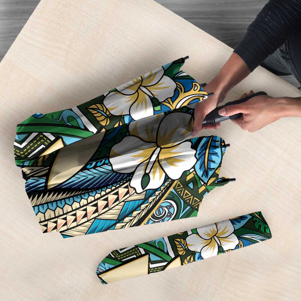 Personalised Hawaii Tribal Humpback Whale Umbrella Omaomao Hibiscus Seamless Pattern