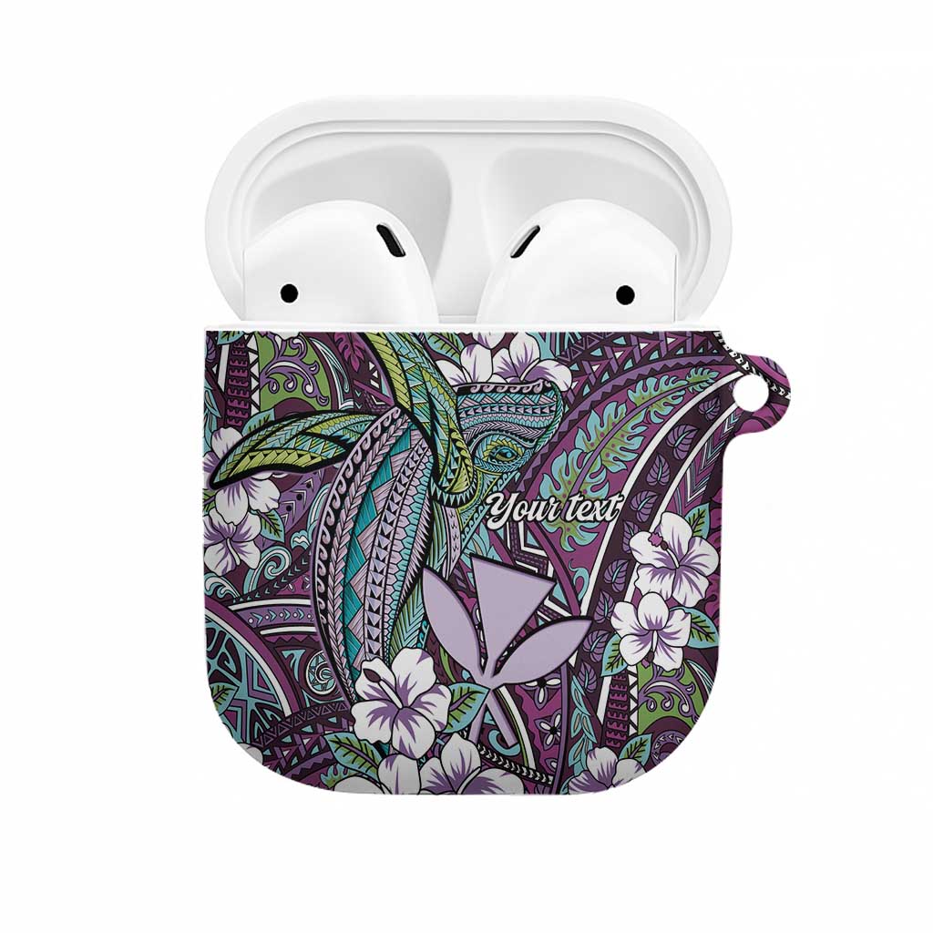 Personalised Hawaii Tribal Humpback Whale AirPods Case Poni Hibiscus Seamless Pattern LT9 Purple - Polynesian Pride