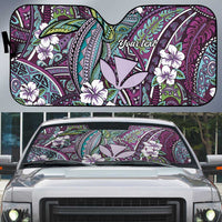 Personalised Hawaii Tribal Humpback Whale Auto Sun Shade Poni Hibiscus Seamless Pattern
