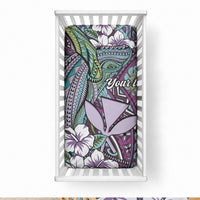 Personalised Hawaii Tribal Humpback Whale Baby Bed Cover Poni Hibiscus Seamless Pattern LT9 28 × 52 in Blue - Polynesian Pride