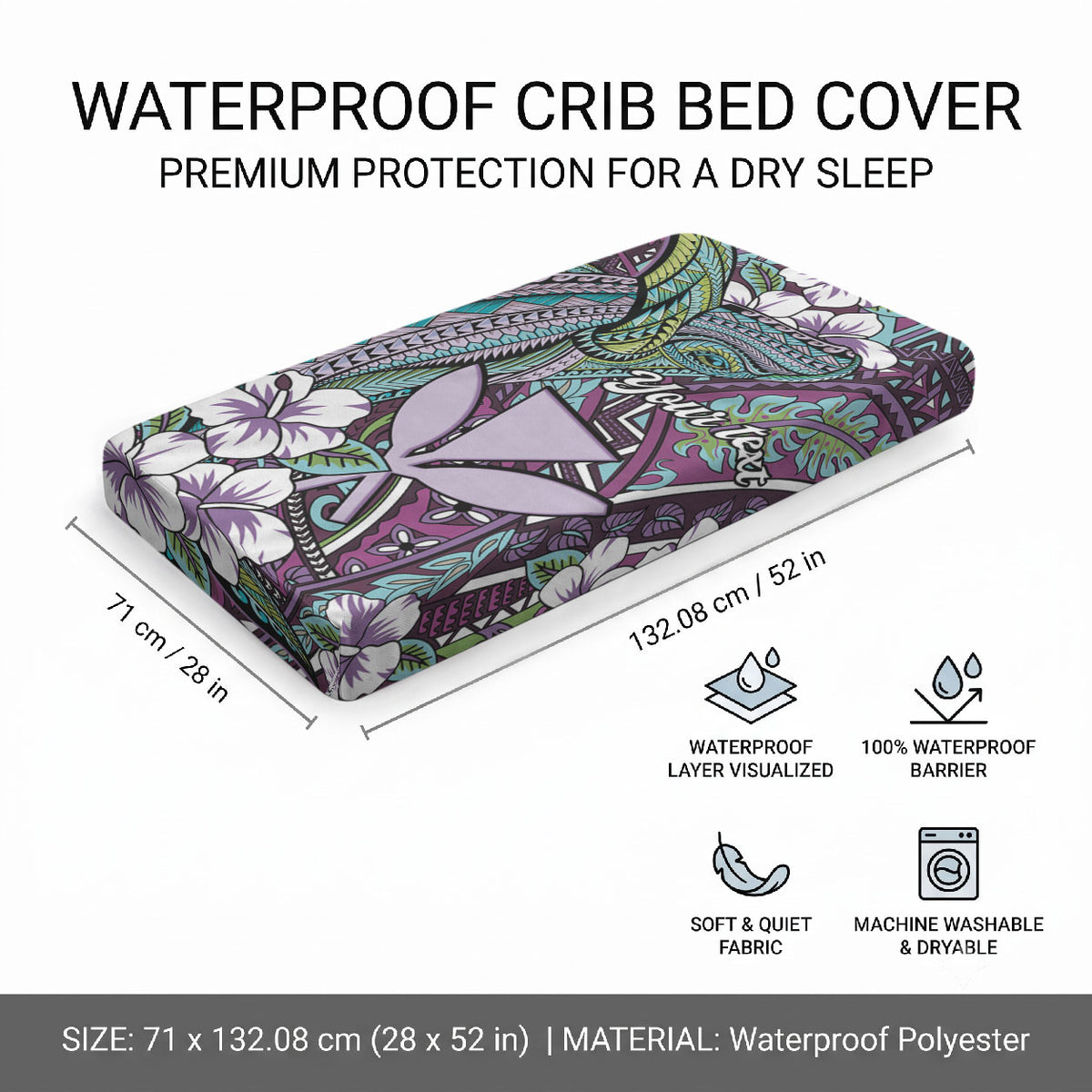 Personalised Hawaii Tribal Humpback Whale Baby Bed Cover Poni Hibiscus Seamless Pattern LT9 - Polynesian Pride