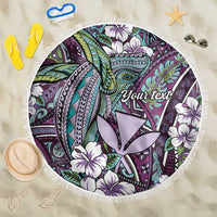 Personalised Hawaii Tribal Humpback Whale Beach Blanket Poni Hibiscus Seamless Pattern