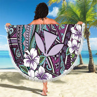 Personalised Hawaii Tribal Humpback Whale Beach Blanket Poni Hibiscus Seamless Pattern