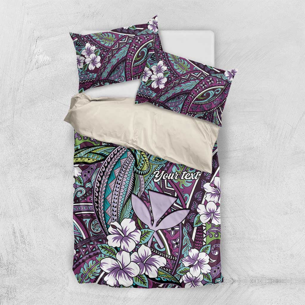 Personalised Hawaii Tribal Humpback Whale Bedding Set Poni Hibiscus Seamless Pattern