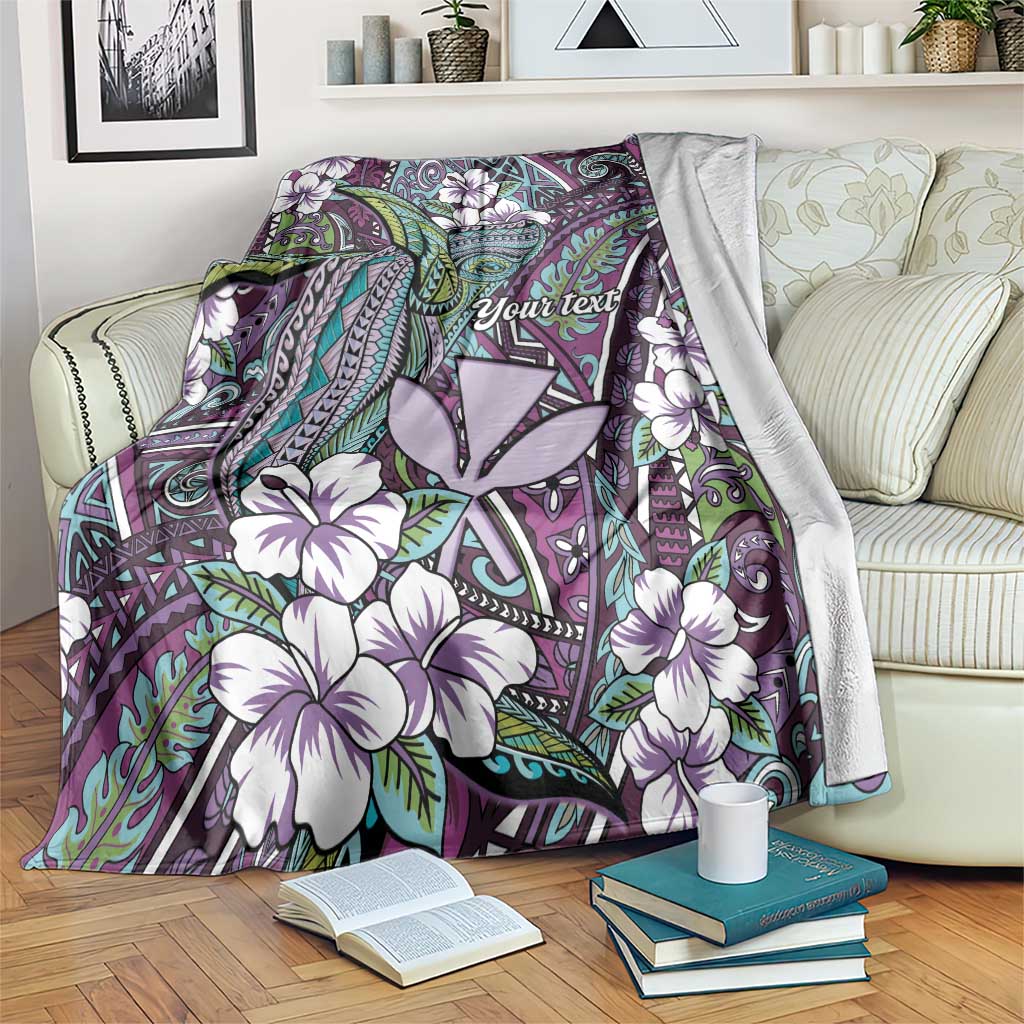 Personalised Hawaii Tribal Humpback Whale Blanket Poni Hibiscus Seamless Pattern