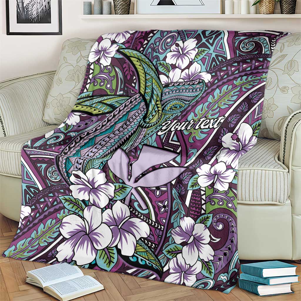 Personalised Hawaii Tribal Humpback Whale Blanket Poni Hibiscus Seamless Pattern