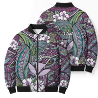 Personalised Hawaii Tribal Humpback Whale Bomber Puffer Jacket Poni Hibiscus Seamless Pattern
