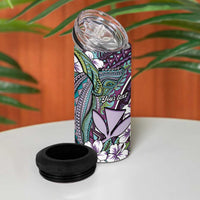 Personalised Hawaii Tribal Humpback Whale 4 in 1 Can Cooler Tumbler Poni Hibiscus Seamless Pattern