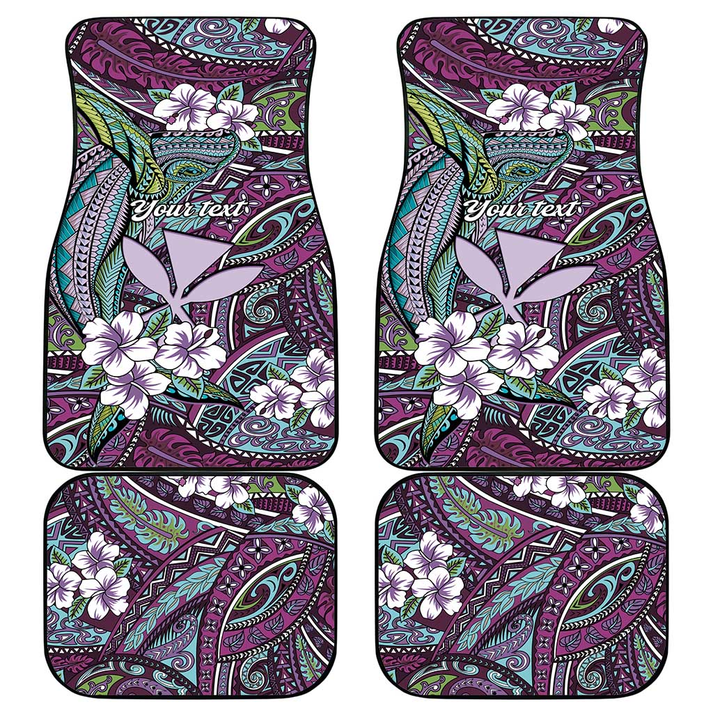 Personalised Hawaii Tribal Humpback Whale Car Mats Poni Hibiscus Seamless Pattern