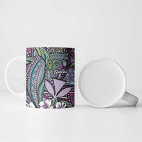 Personalised Hawaii Tribal Humpback Whale Ceramic Mug Poni Hibiscus Seamless Pattern