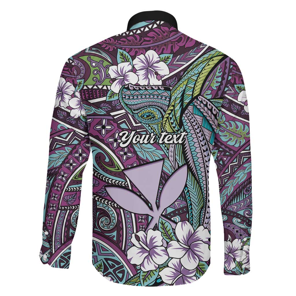 Personalised Hawaii Tribal Humpback Whale Family Matching Summer Maxi Dress and Hawaiian Shirt Poni Hibiscus Seamless Pattern