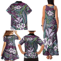 Personalised Hawaii Tribal Humpback Whale Family Matching Tank Maxi Dress and Hawaiian Shirt Poni Hibiscus Seamless Pattern LT9 - Polynesian Pride