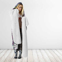 Personalised Hawaii Tribal Humpback Whale Hooded Blanket Poni Hibiscus Seamless Pattern