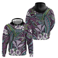 Personalised Hawaii Tribal Humpback Whale Hoodie Poni Hibiscus Seamless Pattern