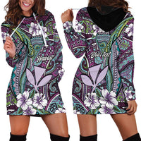 Personalised Hawaii Tribal Humpback Whale Hoodie Dress Poni Hibiscus Seamless Pattern
