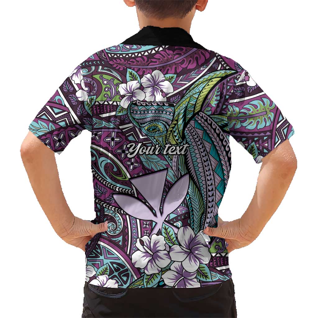 Personalised Hawaii Tribal Humpback Whale Kid Hawaiian Shirt Poni Hibiscus Seamless Pattern