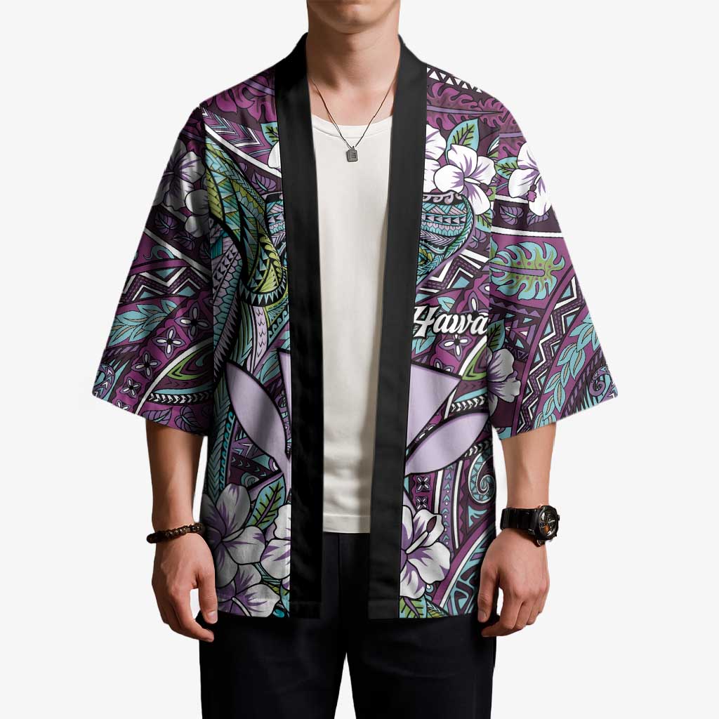 Personalised Hawaii Tribal Humpback Whale Kimono Poni Hibiscus Seamless Pattern