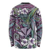 Personalised Hawaii Tribal Humpback Whale Long Sleeve Shirt Poni Hibiscus Seamless Pattern
