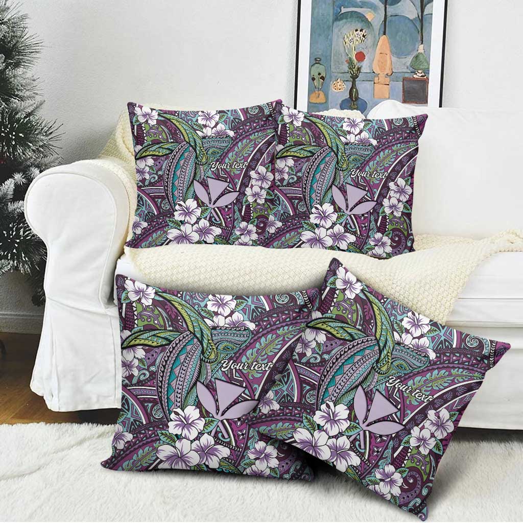 Personalised Hawaii Tribal Humpback Whale Pillow Cover Poni Hibiscus Seamless Pattern