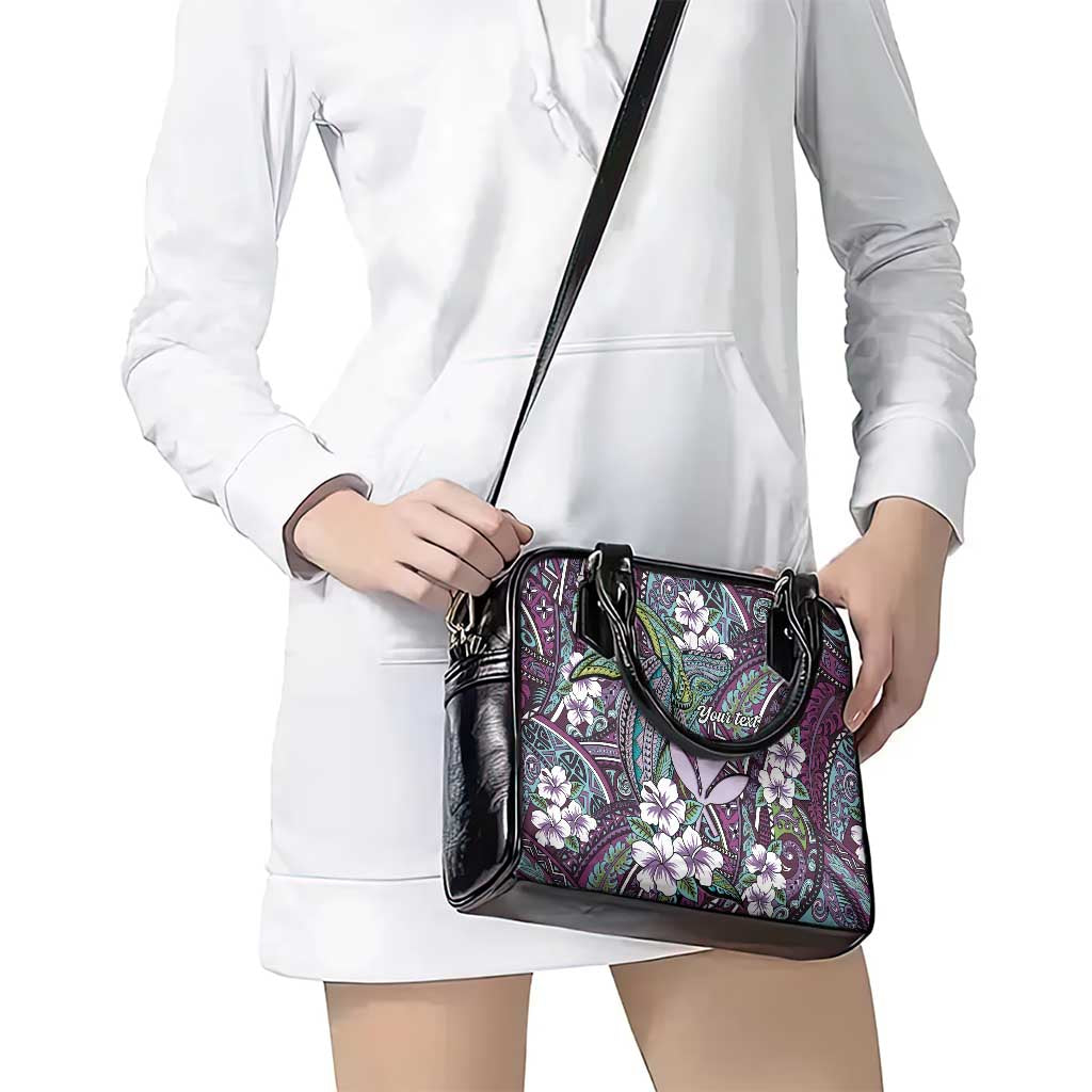 Personalised Hawaii Tribal Humpback Whale Shoulder Handbag Poni Hibiscus Seamless Pattern