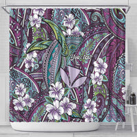 Personalised Hawaii Tribal Humpback Whale Shower Curtain Poni Hibiscus Seamless Pattern
