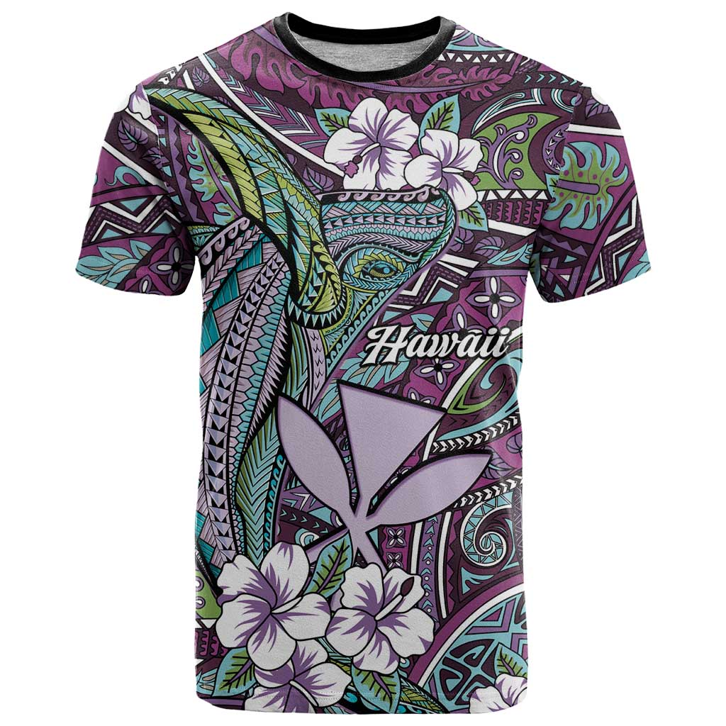 Personalised Hawaii Tribal Humpback Whale T Shirt Poni Hibiscus Seamless Pattern