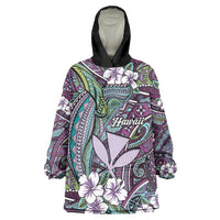 Personalised Hawaii Tribal Humpback Whale Wearable Blanket Hoodie Poni Hibiscus Seamless Pattern