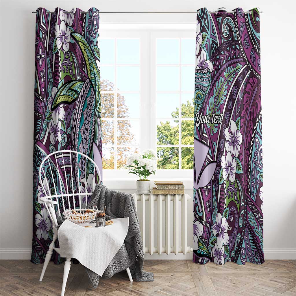Personalised Hawaii Tribal Humpback Whale Window Curtain Poni Hibiscus Seamless Pattern