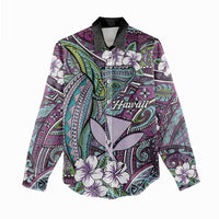 Personalised Hawaii Tribal Humpback Whale Women Casual Shirt Poni Hibiscus Seamless Pattern
