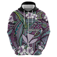 Personalised Hawaii Tribal Humpback Whale Zip Hoodie Poni Hibiscus Seamless Pattern