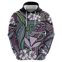 Personalised Hawaii Tribal Humpback Whale Zip Hoodie Poni Hibiscus Seamless Pattern